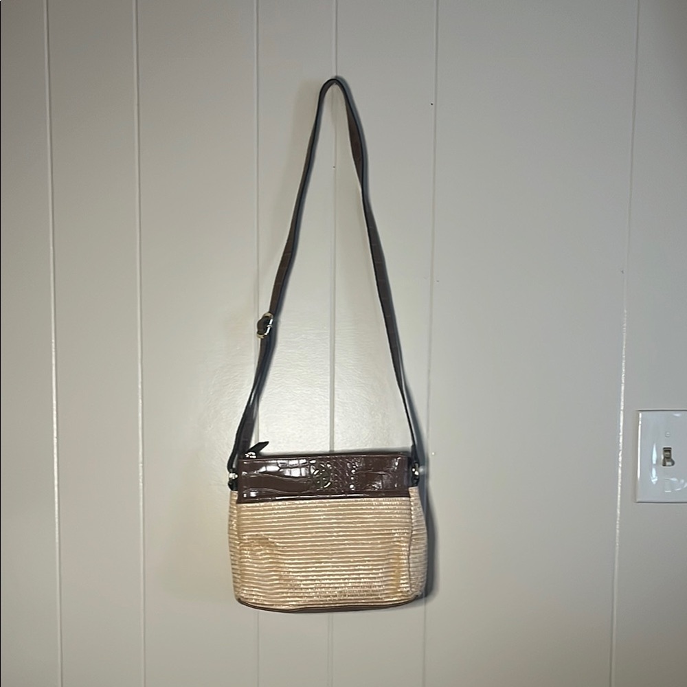 Giani Bernini Brown and Cream Crossbody Bag